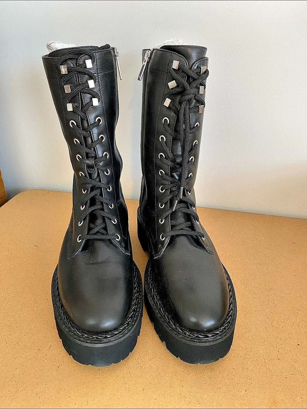 Aquatalia Silvana Smooth Calf Black Leather Boots US 10 M NWT